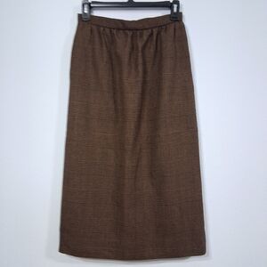 Vintage Gloria Sachs New York Skirt Brown Black Lined Plaid Twill Back Zipper 6